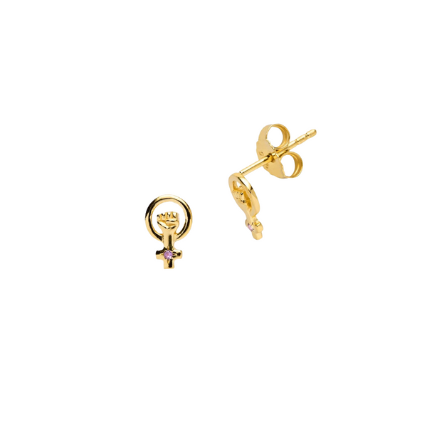Awe inspired woman power stud earrings respin wellness marketplace